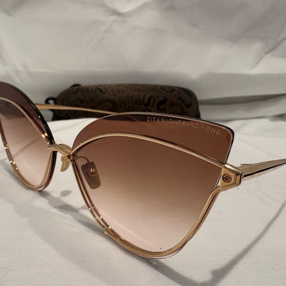 NEW! DITA NIGHTBIRD-ONE DTS515-66-01-GLD; WHITE GOLD FRAM W/ BROWN-PINK LENS - Picture 3 of 6